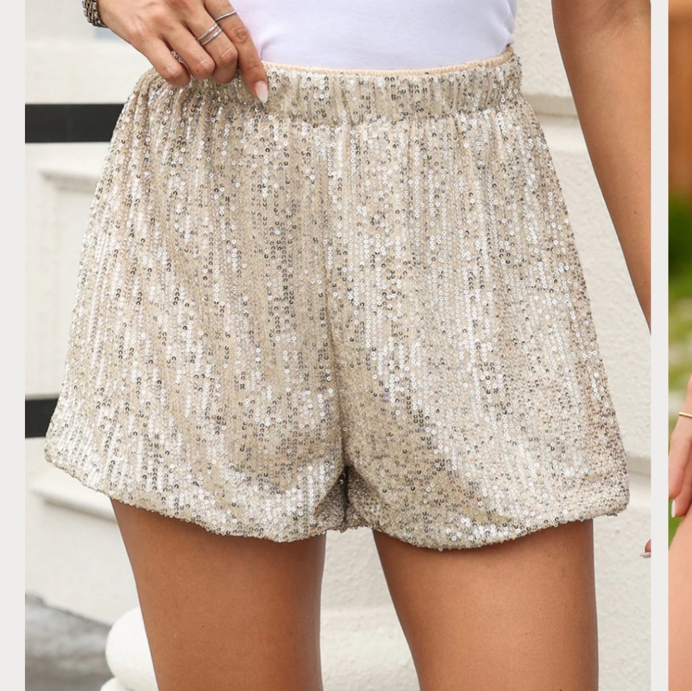 Sequin Elastic Waist SHORTS Sz XL